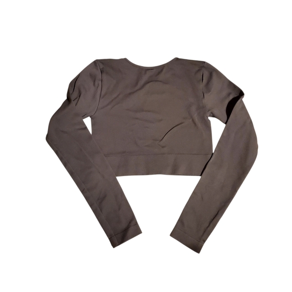 Garage Stretchy Grey Long Sleeve Top With Cutouts S - Picture 2 of 4